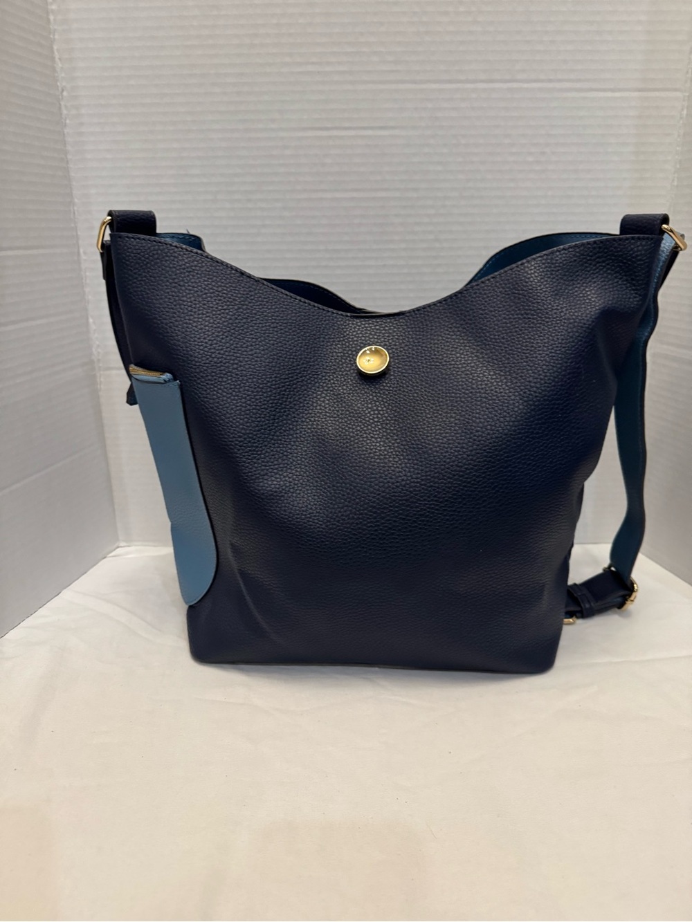 Women’s Navy Blue Pebbled Leather Shoulder Bag